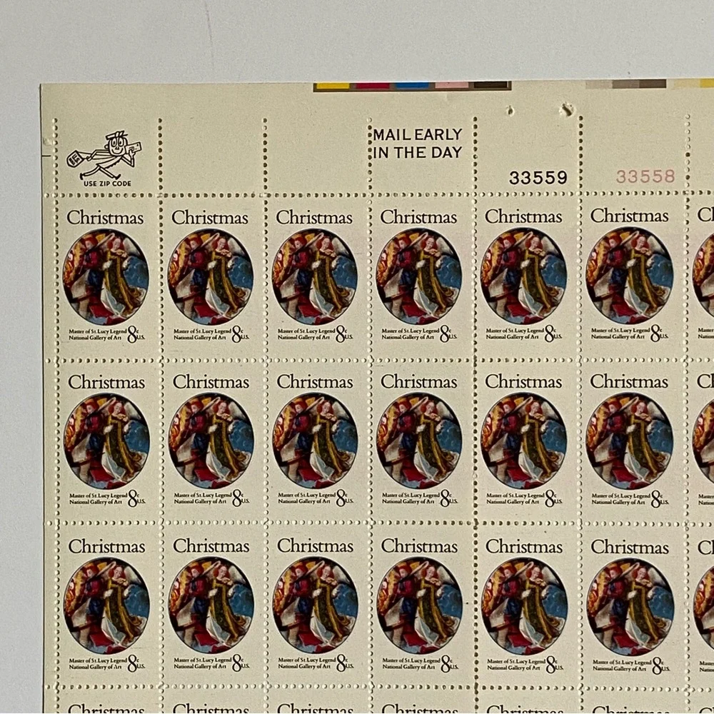 Christmas Stamps 1972 Master of St. Lucy Legend MNH 8 cent Sheet of 50 1471 Vtg